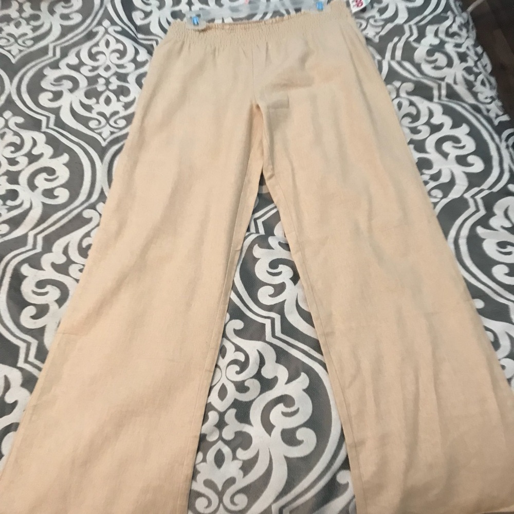 Rouched high-waist palazzo pants